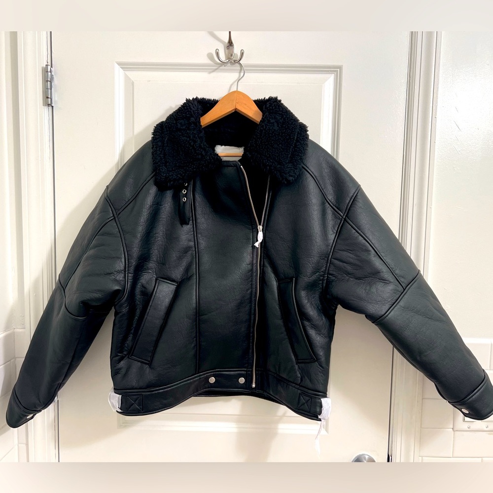 OAK + FORT BRAND NEW SHERPA AVIATOR JACKET, SIZE L